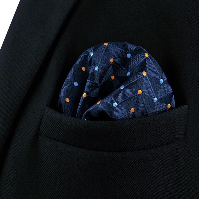 shlax & wing AH73 Navy Blue Dots Mens Handkerchief Party Fashion Business Classic Dress Handkerchief Venta caliente
