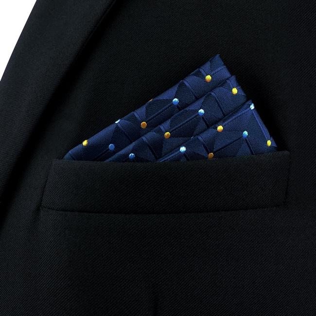 shlax & wing AH73 Navy Blue Dots Mens Handkerchief Party Fashion Business Classic Dress Handkerchief Venta caliente