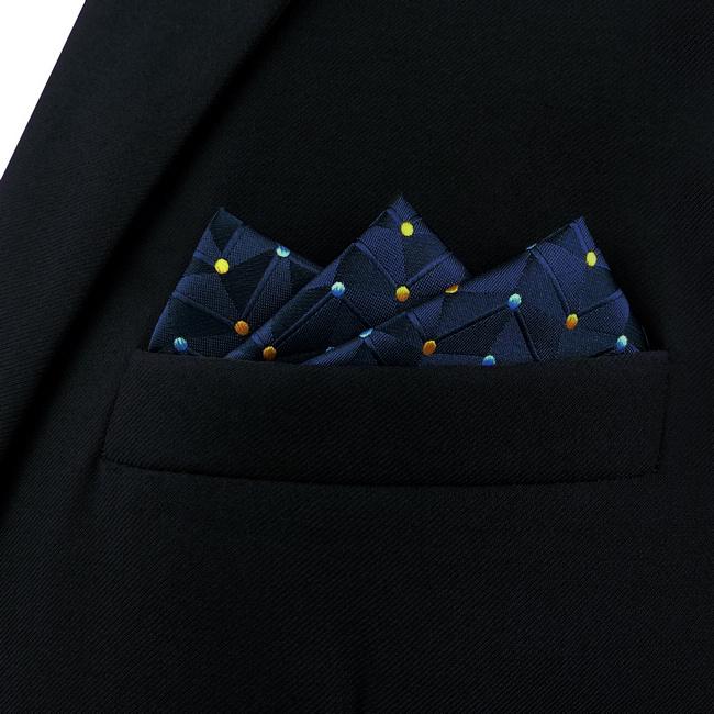 shlax & wing AH73 Navy Blue Dots Mens Handkerchief Party Fashion Business Classic Dress Handkerchief Venta caliente