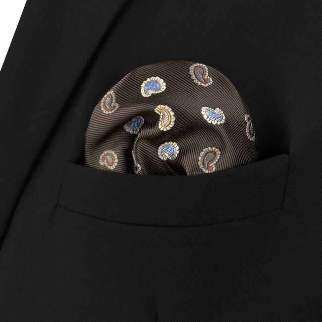 shlax & wing AH76 Mens Pocket Square Brown Paisley Fashion Classic Party Gift Handkerchief Gran oferta