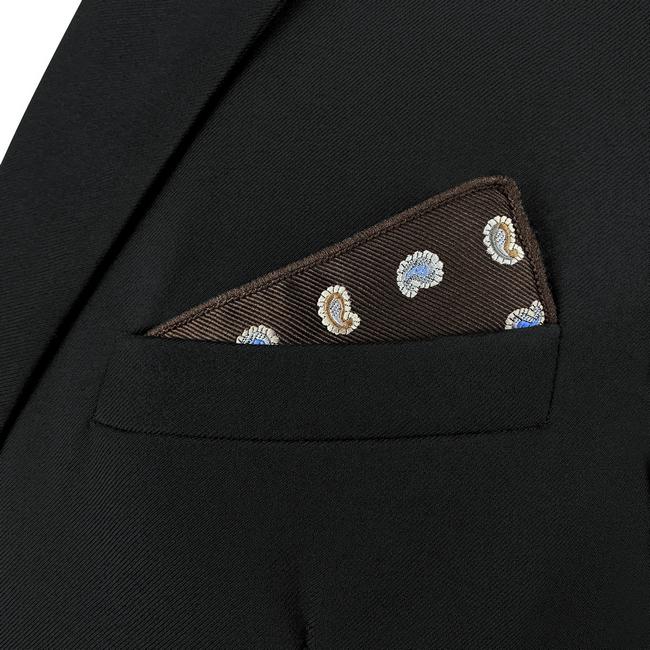 shlax & wing AH76 Mens Pocket Square Brown Paisley Fashion Classic Party Gift Handkerchief Gran oferta