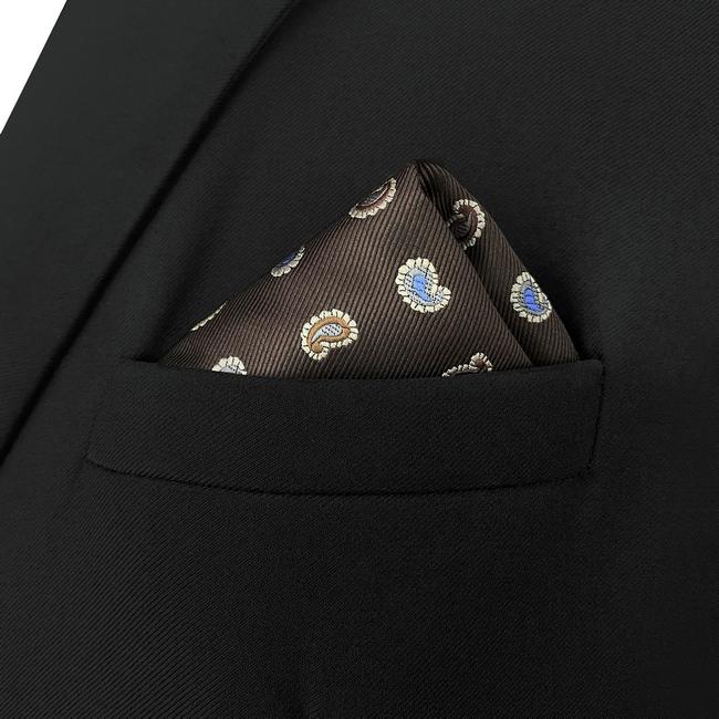 shlax & wing AH76 Mens Pocket Square Brown Paisley Fashion Classic Party Gift Handkerchief Gran oferta
