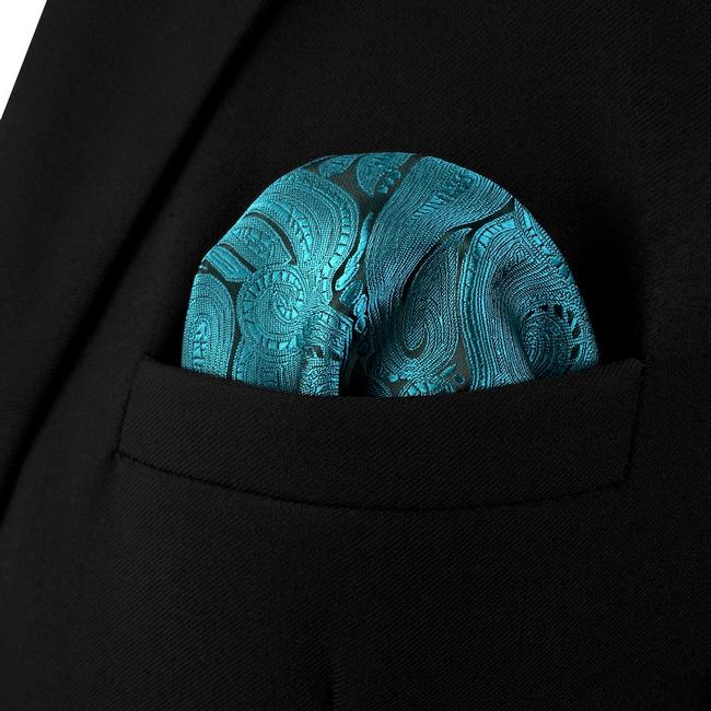 shlax & wing AH77 Dark Teal Paisley Mens Pocket Square Luxury Gift Accessories Party Handkerchief Rebajas baratas