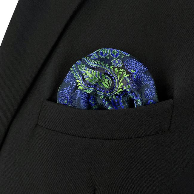 shlax & wing AH78 Green Blue Paisley Mens Pocket Square Classic Fashion Wedding Handkerchief Rebajas de fábrica