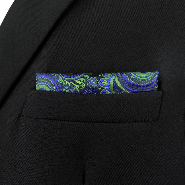shlax & wing AH78 Green Blue Paisley Mens Pocket Square Classic Fashion Wedding Handkerchief Rebajas de fábrica