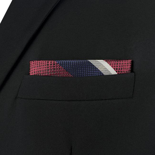 shlax & wing AH79 Red Blue Striped Mens Pocket Square Fashion Gift Business Handkerchief Los más vendidos