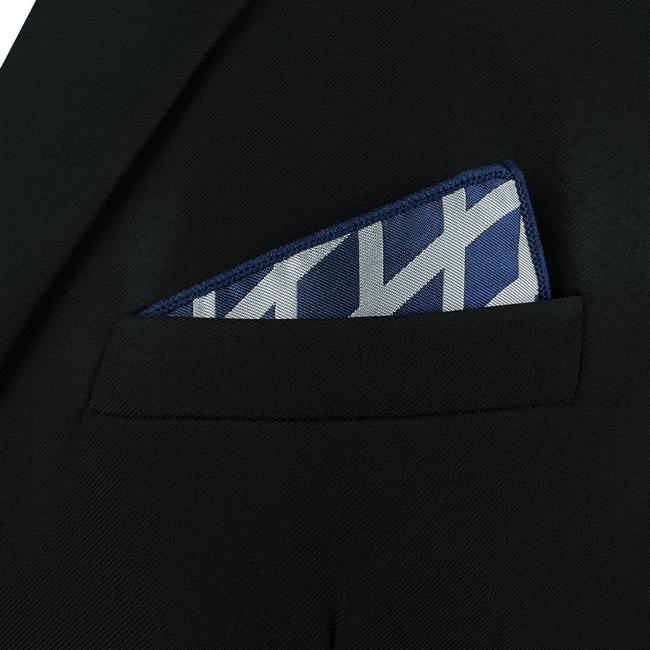 shlax & wing AH81 Grey Blue Geometric Mens Pocket Square Classic Fashion Wedding Handkerchief Descuento