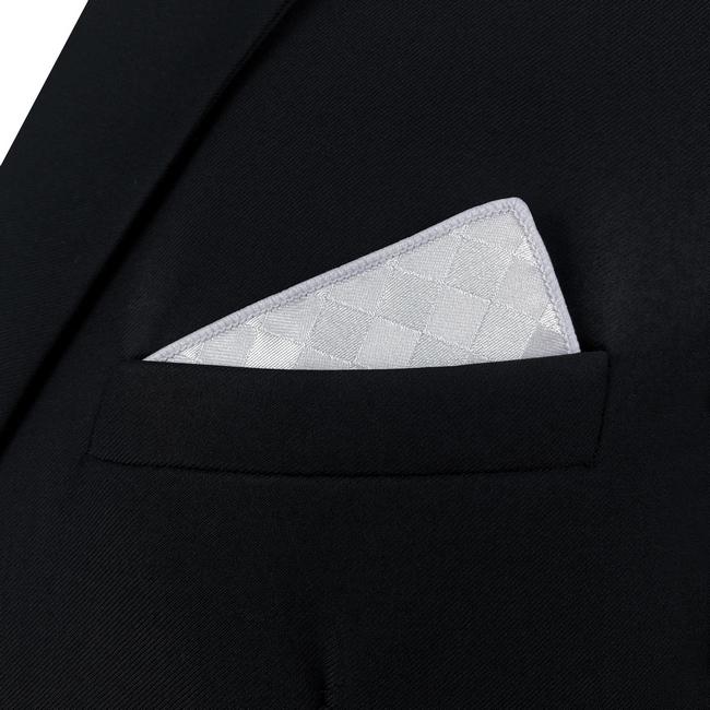 shlax & wing AH83 Silver Checkes Mens Pocket Square Classic Fashion Wedding Handkerchief Tienda