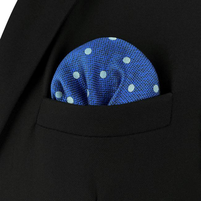 shlax & wing AH84 Blue Polka Dots Mens Pocket Square Fashion Business Accessory Handkerchief Classic Tienda