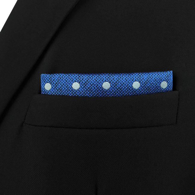 shlax & wing AH84 Blue Polka Dots Mens Pocket Square Fashion Business Accessory Handkerchief Classic Tienda