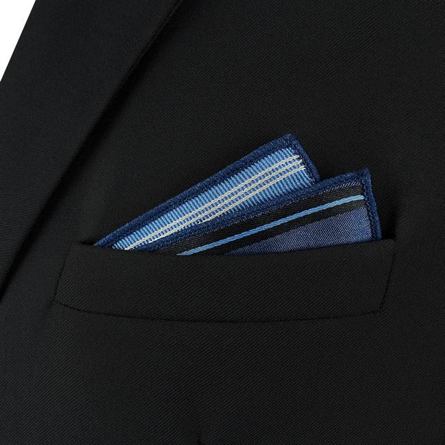shlax & wing AH85 Navy Blue Striped Mens Pocket Square Wedding Classic Party Fashion Handkerchief Liquidación