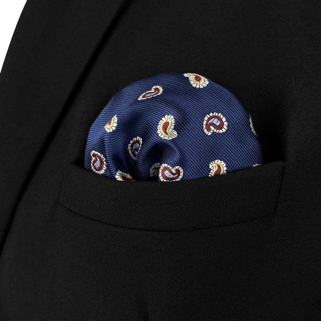 shlax & wing AH86 Mens Pocket Square Blue Paisley Fashion Classic Party Gift Handkerchief Business Mejor oferta