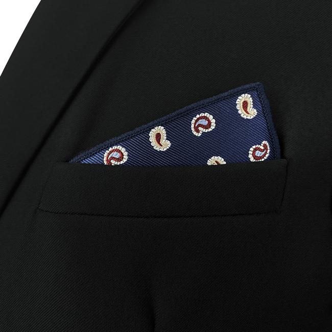 shlax & wing AH86 Mens Pocket Square Blue Paisley Fashion Classic Party Gift Handkerchief Business Mejor oferta