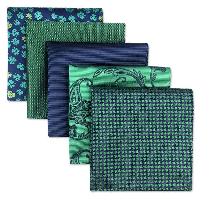 shlax & wing 5 Pieces Assorted Fashion Mens Pocket Square Classic Handkerchiefs Set 2-41 Rebajas online