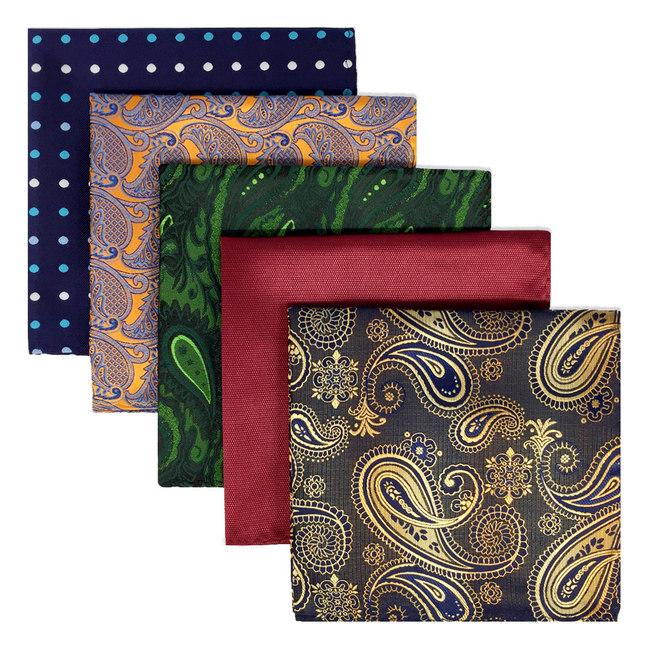 shlax & wing 5 Pieces Assorted Fashion Mens Pocket Square Classic Handkerchiefs Set 2-17 Envío gratis