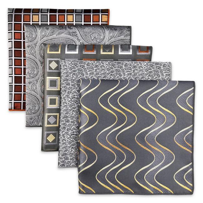 shlax & wing 5 Pieces Assorted Fashion Mens Pocket Square Classic Handkerchiefs Set 2-80 ÚLTIMAS EDICIONES