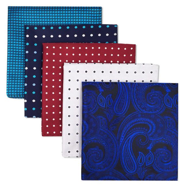 shlax & wing 5 Pieces Assorted Fashion Mens Pocket Square Classic Handkerchiefs Set 2-21 Promoción por tiempo limitado