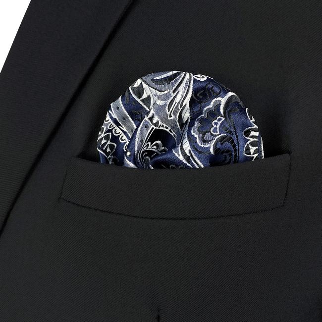 shlax & wing AH87 Blue Paisley Mens Pocket Square Luxury Gift Accessories Party Handkerchief Solo hoy
