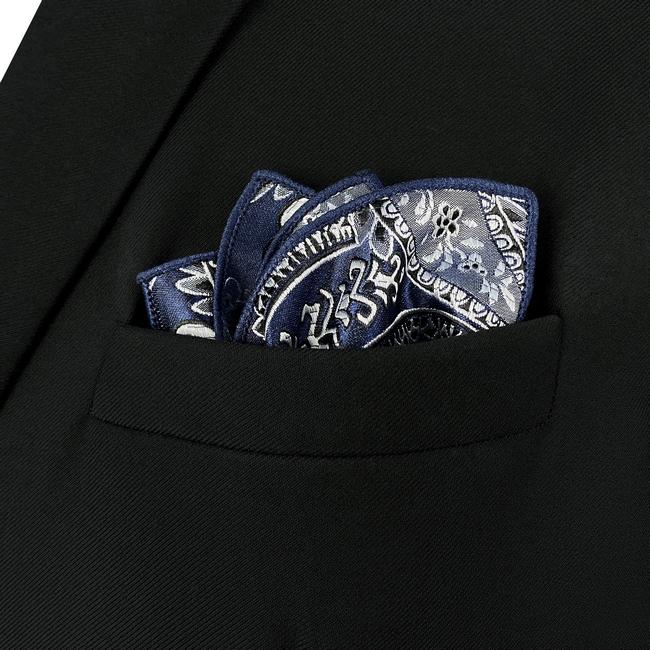 shlax & wing AH87 Blue Paisley Mens Pocket Square Luxury Gift Accessories Party Handkerchief Solo hoy