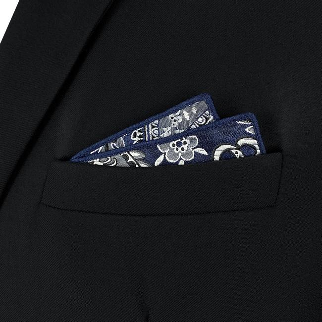 shlax & wing AH87 Blue Paisley Mens Pocket Square Luxury Gift Accessories Party Handkerchief Solo hoy