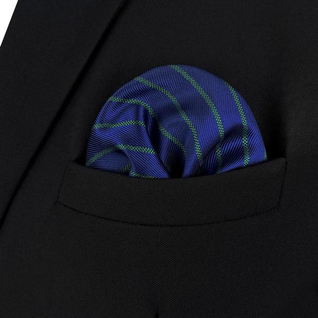 shlax & wing AH88 Blue Green Striped Mens Pocket Square Fashion Gift Business Handkerchief Groom Oferta especial de fábrica