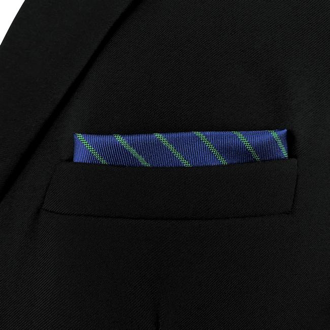 shlax & wing AH88 Blue Green Striped Mens Pocket Square Fashion Gift Business Handkerchief Groom Oferta especial de fábrica