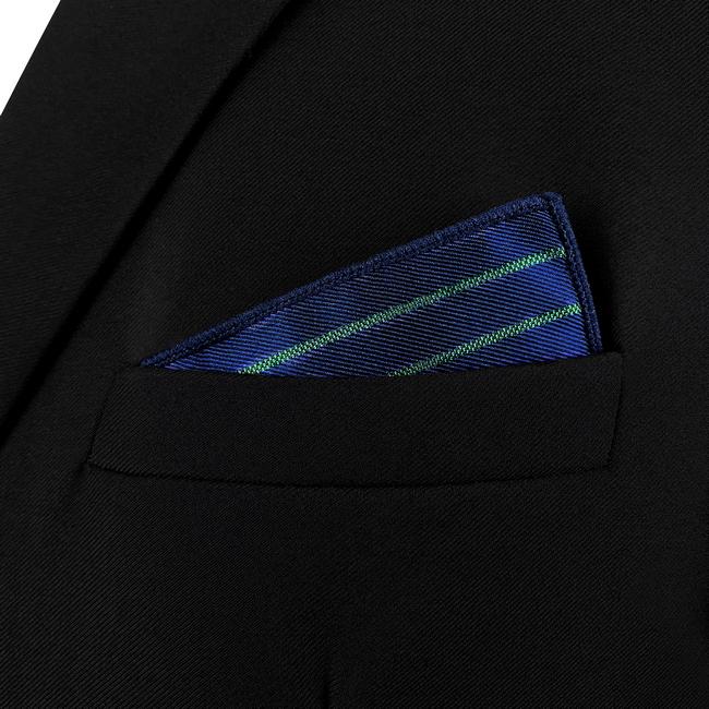 shlax & wing AH88 Blue Green Striped Mens Pocket Square Fashion Gift Business Handkerchief Groom Oferta especial de fábrica