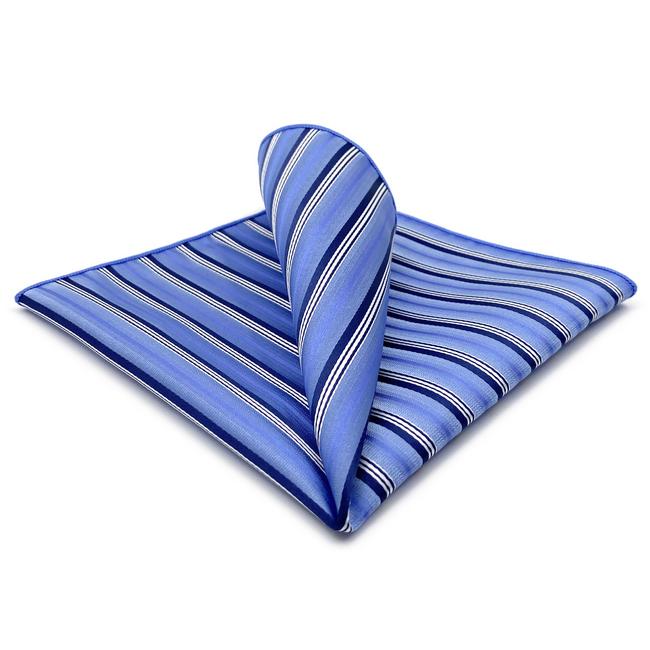 shlax & wing AH89 Light Blue Striped Mens Pocket Square Gift Fashion Party Novelty Business Handkerchief Promoción trimestral