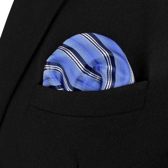 shlax & wing AH89 Light Blue Striped Mens Pocket Square Gift Fashion Party Novelty Business Handkerchief Promoción trimestral