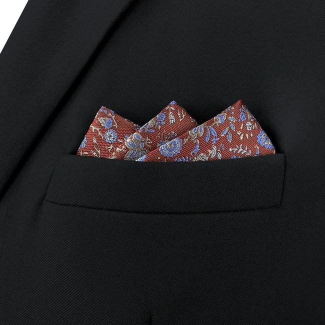 shlax & wing BH32 Red Floral Mens Pocket Square Classic Dress Party Fashion Handkerchief Wedding Superdescuento