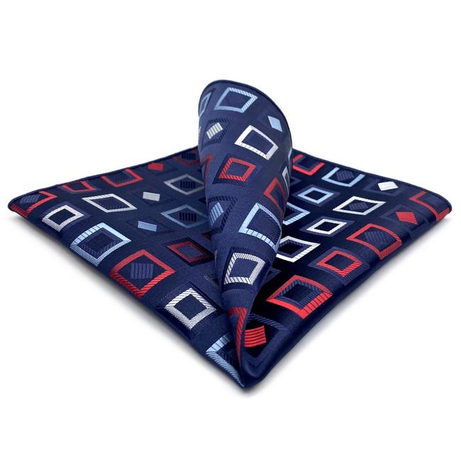 shlax & wing BH33 Navy Blue Checkes Mens Pocket Square Classic Fashion Business Handkerchief Groom Grandes descuentos