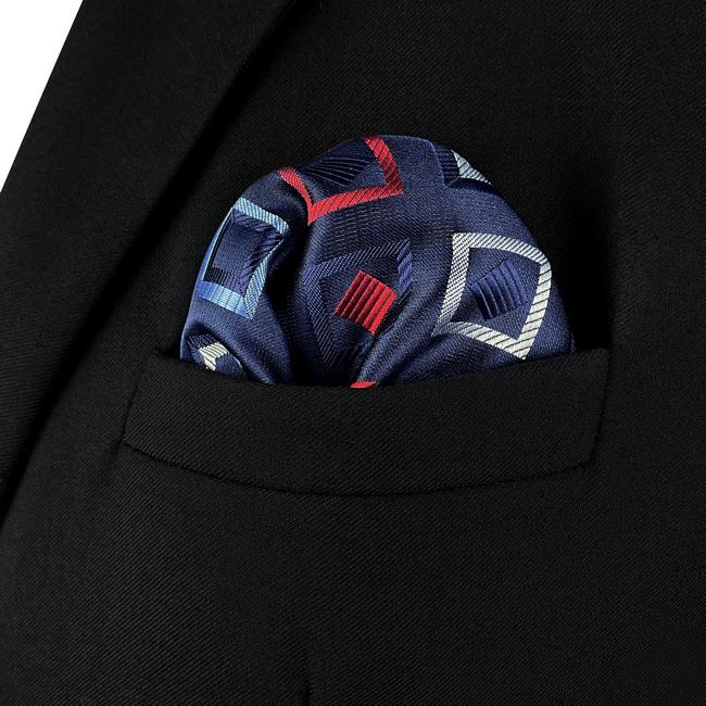 shlax & wing BH33 Navy Blue Checkes Mens Pocket Square Classic Fashion Business Handkerchief Groom Grandes descuentos