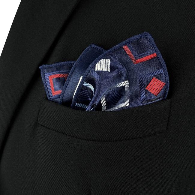 shlax & wing BH33 Navy Blue Checkes Mens Pocket Square Classic Fashion Business Handkerchief Groom Grandes descuentos