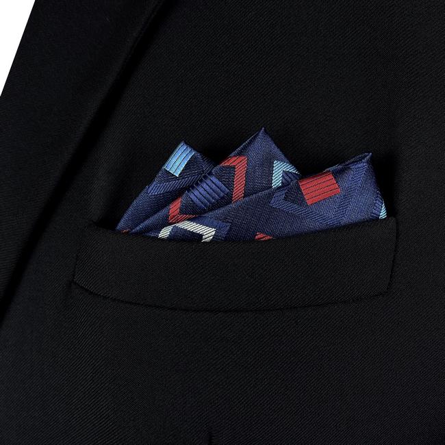 shlax & wing BH33 Navy Blue Checkes Mens Pocket Square Classic Fashion Business Handkerchief Groom Grandes descuentos