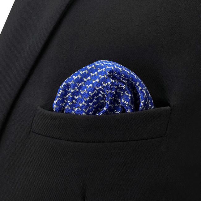 shlax & wing BH35 Blue Houndstooth Mens Pocket Square Business Acceossories Liquidación