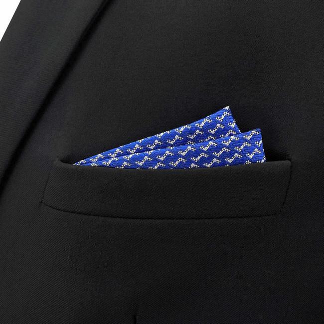 shlax & wing BH35 Blue Houndstooth Mens Pocket Square Business Acceossories Liquidación