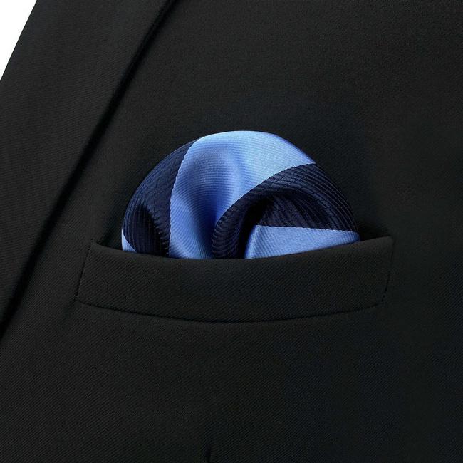 shlax & wing BH47 Royal Blue Navy Blue Striped Mens Pocket Square Fashion Party Fashion Handkerchief Wedding Limitado a 3 días