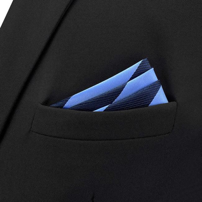 shlax & wing BH47 Royal Blue Navy Blue Striped Mens Pocket Square Fashion Party Fashion Handkerchief Wedding Limitado a 3 días