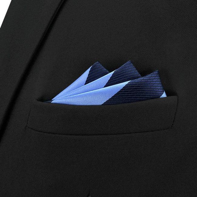 shlax & wing BH47 Royal Blue Navy Blue Striped Mens Pocket Square Fashion Party Fashion Handkerchief Wedding Limitado a 3 días
