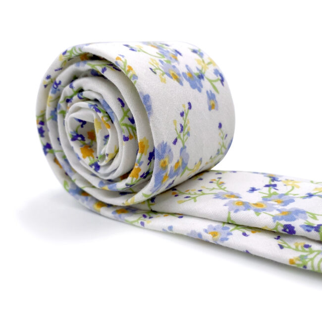 shlax & wing White Floral Men’s Skinny Necktie Cotton 6cm Gift Wedding Party Casual Gravatas Descuento por venta flash