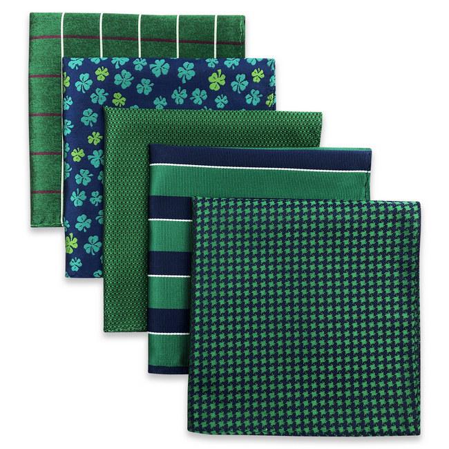 shlax & wing 5 Pieces Assorted Fashion Mens Pocket Square Classic Handkerchiefs Set 54
