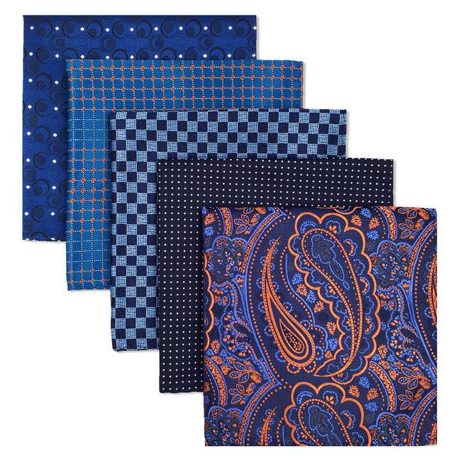 shlax & wing 5 Pieces Assorted Fashion Mens Pocket Square Classic Handkerchiefs Set 2-25 Outlet