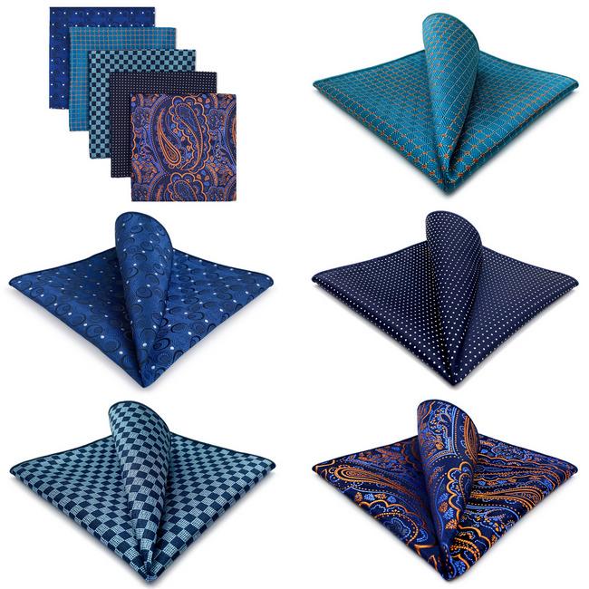 shlax & wing 5 Pieces Assorted Fashion Mens Pocket Square Classic Handkerchiefs Set 2-25 Outlet