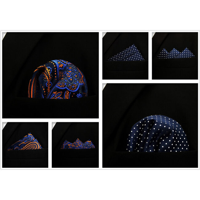 shlax & wing 5 Pieces Assorted Fashion Mens Pocket Square Classic Handkerchiefs Set 2-25 Outlet