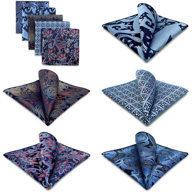 shlax & wing 5 Pieces Mens Pocket Square Pack Assorted Fashion Handkerchiefs Set 58 Gran oferta