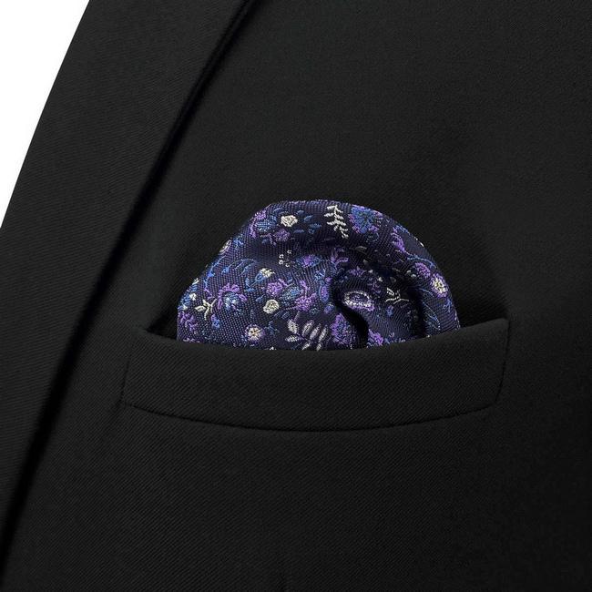 shlax & wing BH52 Purple Floral Mens Pocket Square Classic Dress Party Fashion Wedding Handkerchief Groom Ventas relámpago