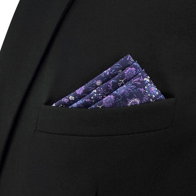 shlax & wing BH52 Purple Floral Mens Pocket Square Classic Dress Party Fashion Wedding Handkerchief Groom Ventas relámpago