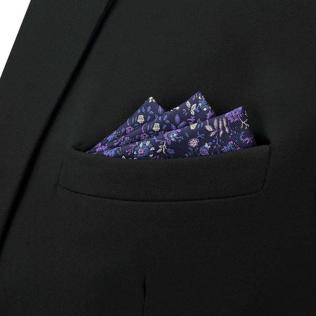 shlax & wing BH52 Purple Floral Mens Pocket Square Classic Dress Party Fashion Wedding Handkerchief Groom Ventas relámpago