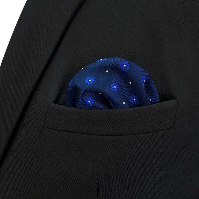 shlax & wing BH56 Blue Floral Mens Pocket Square Classic Fashion Handkerchief Wedding Descuento