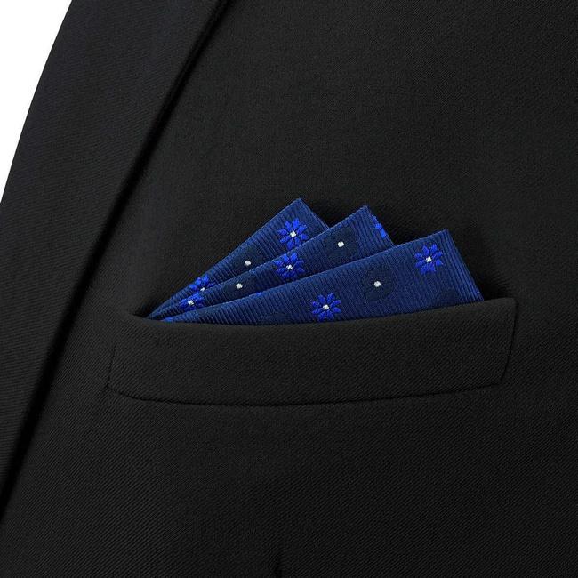 shlax & wing BH56 Blue Floral Mens Pocket Square Classic Fashion Handkerchief Wedding Descuento